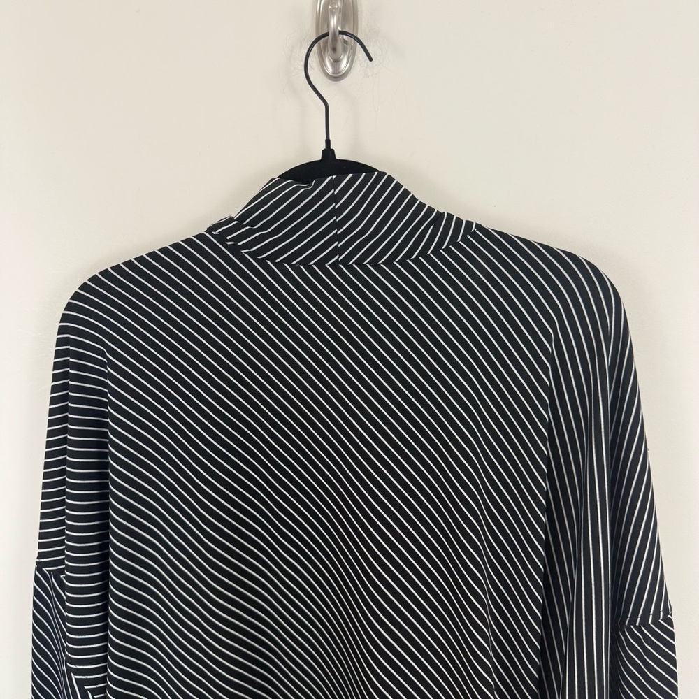Laurie Felt Striped Oversized Tie Neck Balloon Sleeve Top Size Medium - Picture 6 of 9